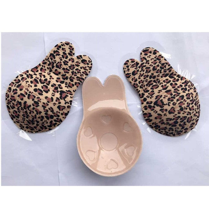 Cross-border explosion models Leopard rabbit ears chest stickers sexy invisible bra can cut rabbit ears lift nipples wholesale