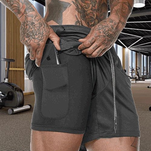 Muscle Brothers Summer Men's Double Shorts Plus Size Running Pants Quick-drying Breathable Fitness Shorts