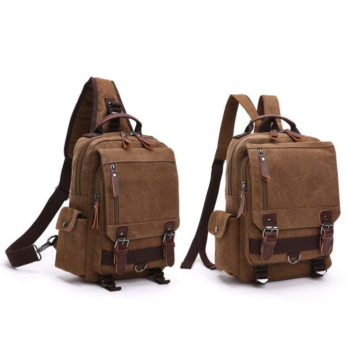 Cross-border new backpack fashion canvas outdoor travel crossbody chest bag OL unisex single shoulder backpack