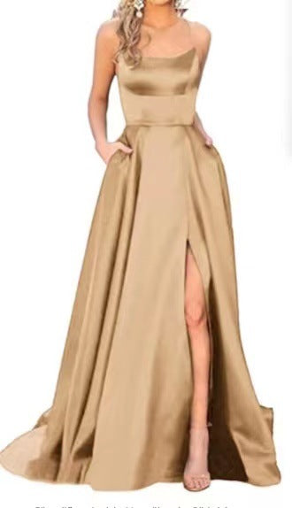 Amazon European and American cross-border bridesmaid dress long dress slimming strapless bestie Amazon bridesmaid group evening dress