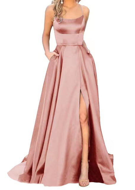 Amazon European and American cross-border bridesmaid dress long dress slimming strapless bestie Amazon bridesmaid group evening dress