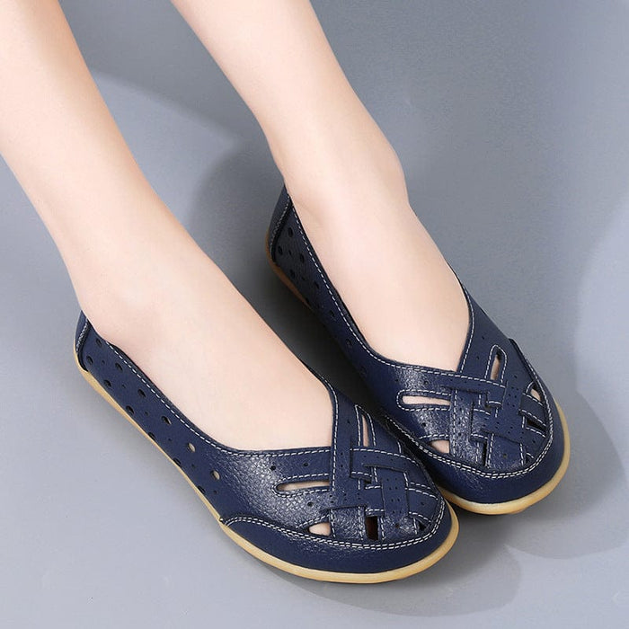 35-46 large size Bird's Nest summer women's shoes hollow loafers beef tendon sole bean women's shoes middle-aged and elderly mothers' shoes