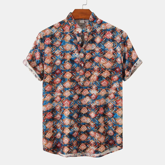 Summer new foreign trade pattern beach short-sleeved shirt cross-border European and American size summer camouflage printed shirt men