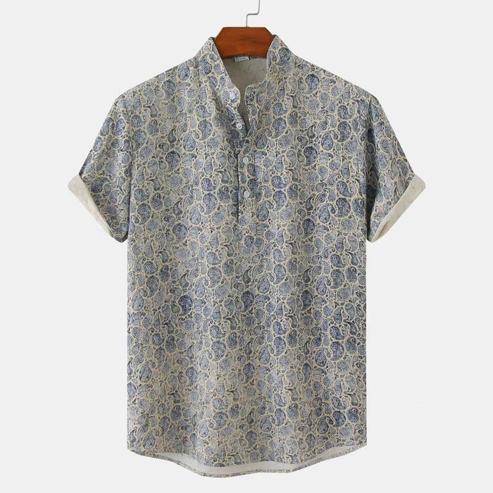 Summer new foreign trade pattern beach short-sleeved shirt cross-border European and American size summer camouflage printed shirt men