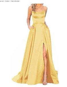 Amazon European and American cross-border bridesmaid dress long dress slimming strapless bestie Amazon bridesmaid group evening dress
