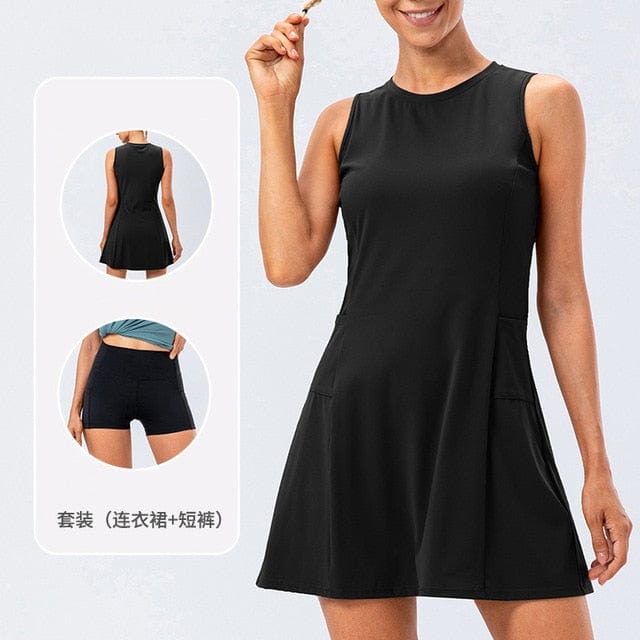 Tennis Skirt One-Piece Yoga Fitness Breathable Anti-Glare Casual Golf Sports Short Skirt Two-Piece Suit   Yu12132