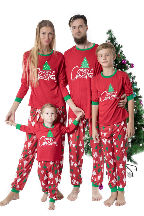 Matching Christmas PJS Fashion Round Neck Prints Family Pajama Sets Mother/Father /Kid /Baby Red Striped Christmas Clothes