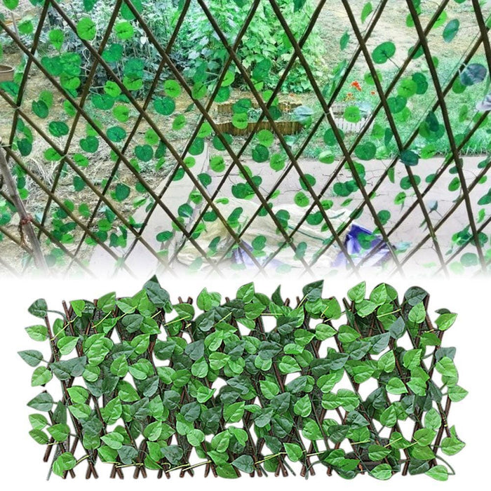 Retractable Artificial Garden Fence Expandable Faux Ivy Privacy Fence Wood Vines Climbing Frame Gardening Plant Home Decorations