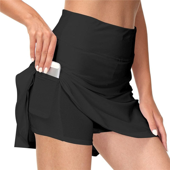 Women Sports Tennis Skirts Golf Skirt Fitness Shorts Short Quick Dry Sport Skort Pocket Yoga Shorts High Waist Athletic Running