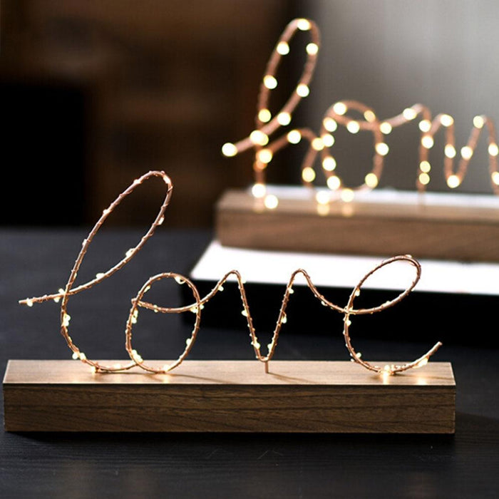 Home Decorative Figurines Ornaments LED Lamp Light LOVE Letters