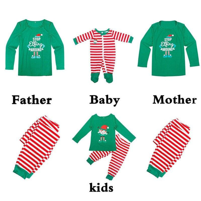 Christmas Family Matching Pajamas Pjs Sets Dad And Mom Kids Boy Girl Long Sleeve Casual Elf Sleepwear Family Matching Nightwear