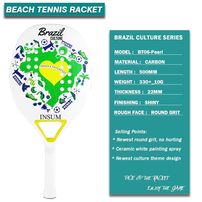 Beach Tennis Racket Racquet Beach Tennis 100% Carbon Fiber Sand Grit Surface