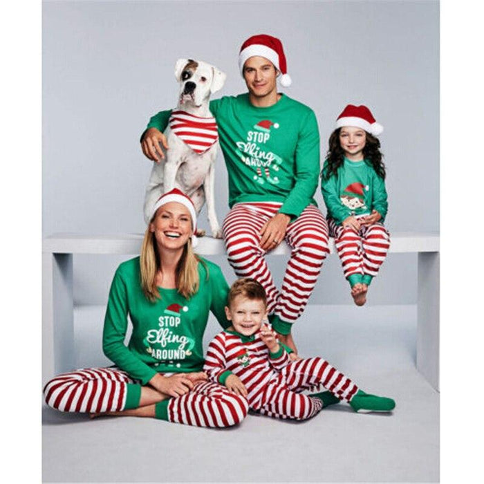 Christmas Family Matching Pajamas Pjs Sets Dad And Mom Kids Boy Girl Long Sleeve Casual Elf Sleepwear Family Matching Nightwear