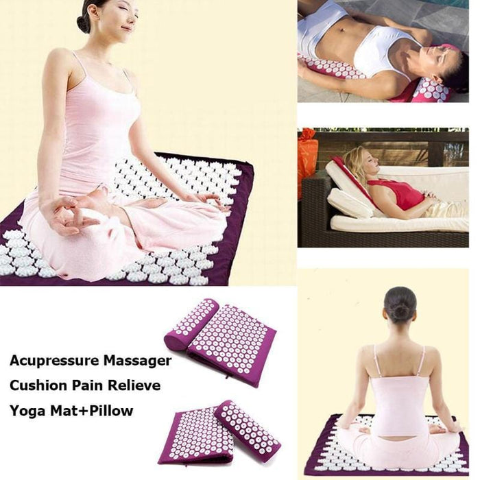 Massager Cushion Massage Yoga Mat Acupressure Relieve Stress Back Body Pain Spike Mat Acupuncture Massage Yoga Mat with Pillow