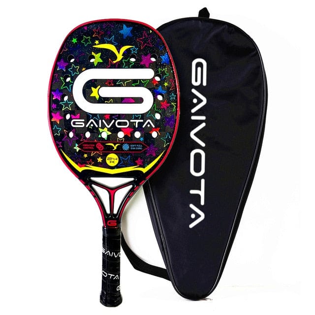 GAIVOTA 24K Carbon Fiber Beach Racket Limited Edition Professional Grade Racket with 3D Color Stamping Holographic Technology