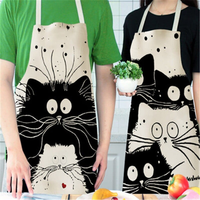Cute Cat Print Cooking Kitchen Apron