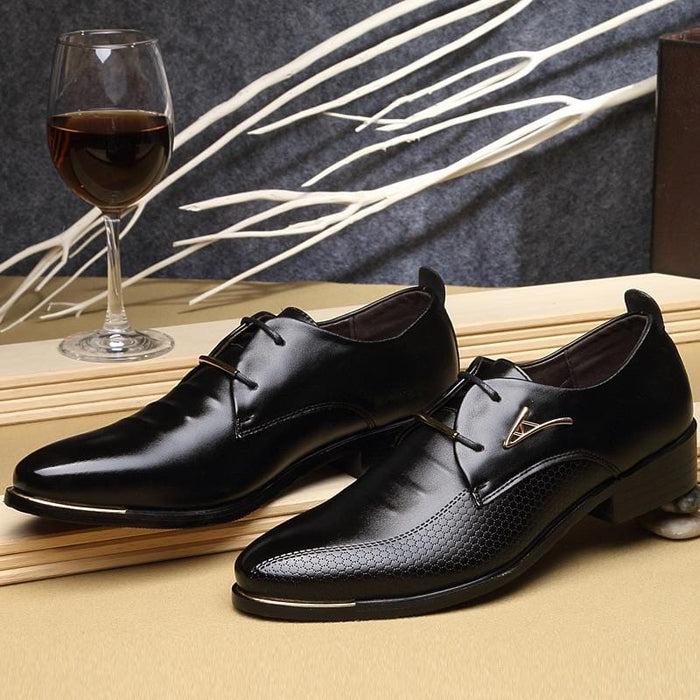 Casual Shoes Black/Brown Leather Lace Up Dress Handsome Shoes