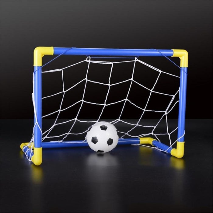 Folding Mini Football Soccer Ball Goal Post Net Set + Pump Kids Sport Indoor Outdoor Games Toys Child Birthday Gift Plastic