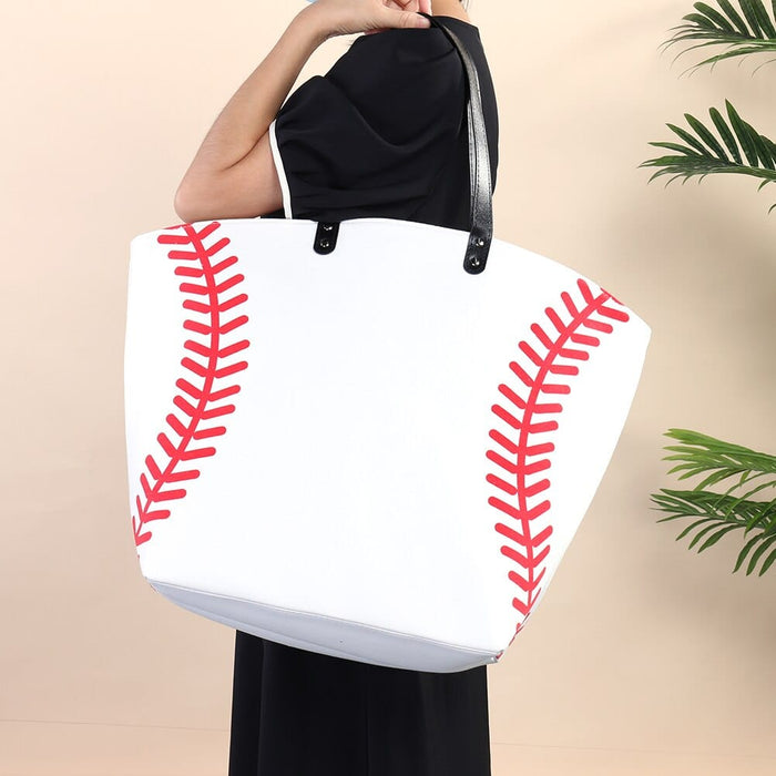 Canvas Sports Handbag Large Capacity Baseball Tote Bag Open Pocket Football Sports Purse Oversized Outdoor Travel Fitness Bag