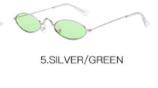 Narrow Small Round Sunglasses Vintage Brand Designer Tiny Metal Frame Flat Lens