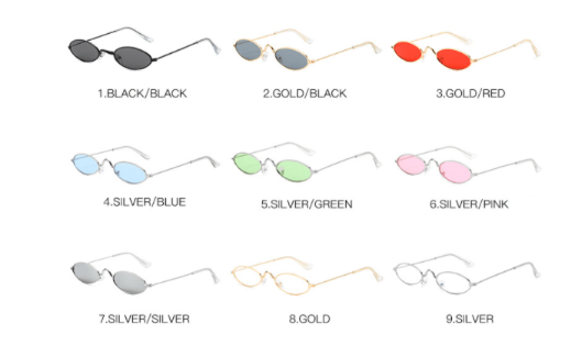 Narrow Small Round Sunglasses Vintage Brand Designer Tiny Metal Frame Flat Lens