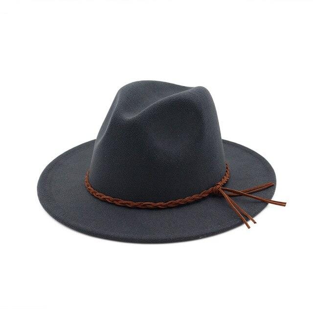 High Quality Women Men Flat Brim Wool Felt Jazz Fedora Hats British Retro Hat Lady Trilby Hat with Rope Autumn Winter 10 Colors