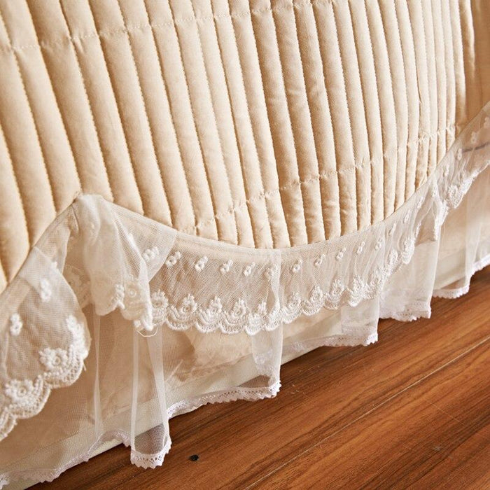 2017 100%Cotton Quilted comforter for summer Bedding Set filling cotton velvet Duvet cover set Bedskirt Queen King size 3/4Pcs