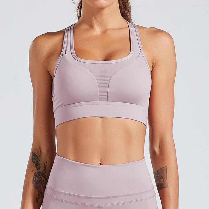 Kaminsky Fashion Women Bra Patchwork Strapless Tank Top With Pocket Solid Sexy Mesh Fitness Short Top Shockproof Sports Bra Top