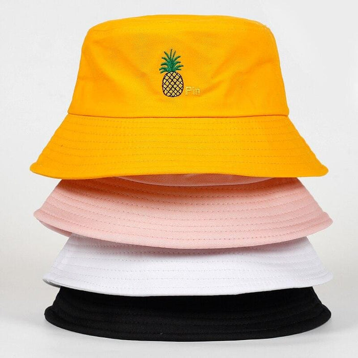 pineapple pin embroidery bucket hat for men women hip hop fisherman hat Adult panama bob hat summer lovers flat hats