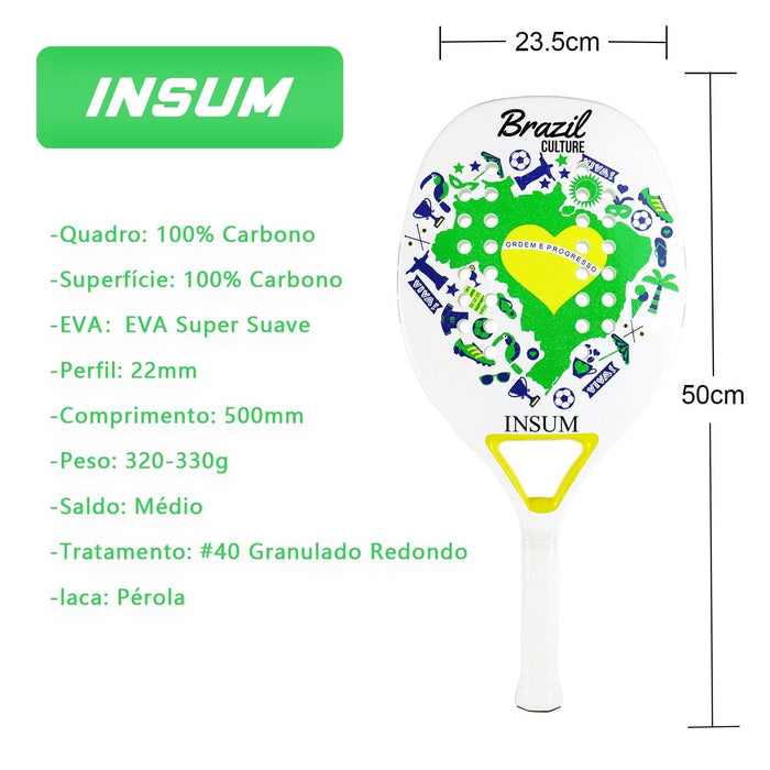 INSUM 100% Carbon Fiber Racket Beach Tennis Racquet Tenis Padle