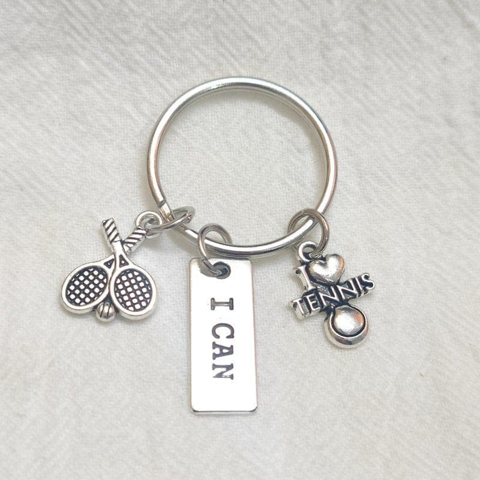 I Can I Love TENNIS Racket Coach Sports Key Chain Ring Women Charm Pendant Accessories