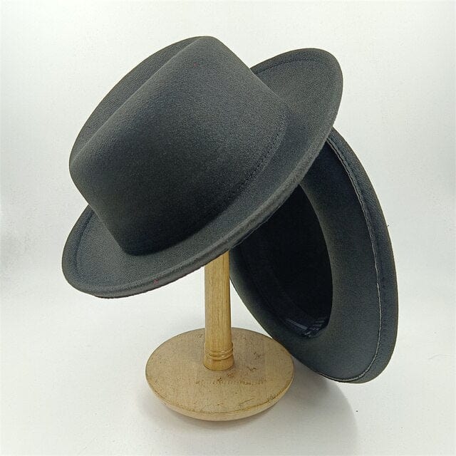 Men&#39;s Curled Brim Fedora Hat Autumn Winter Jazz Cap Felt Hat Fashion Bump Top Two-tone Feather Fedora Hat Women&#39;s Monochrome hat