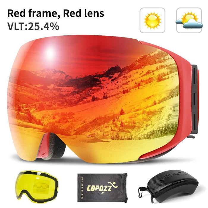 Magnetic Ski Goggles with Quick-change Lens and Case Set