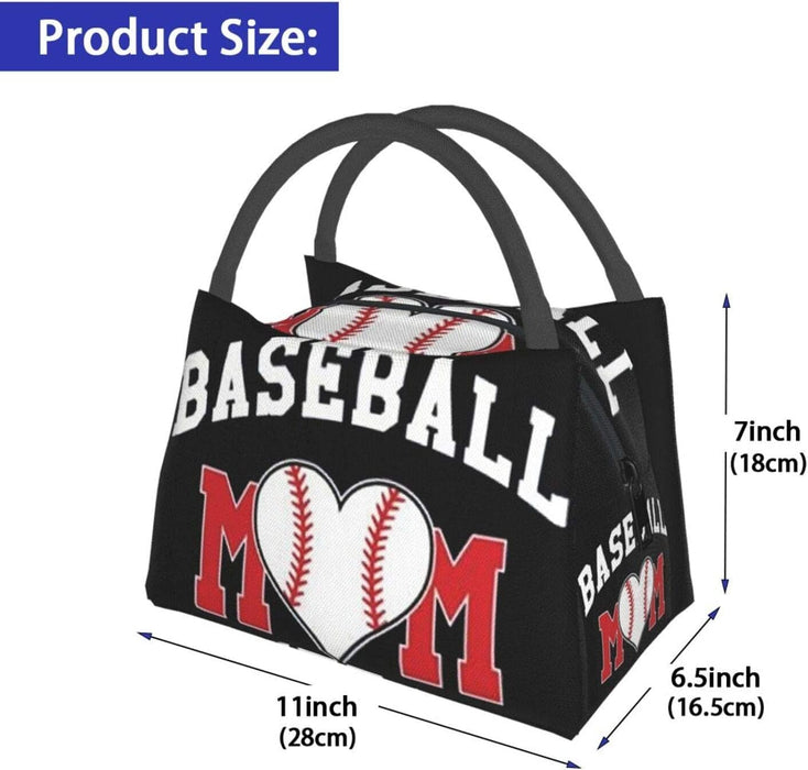 Baseball Mom Insulated Lunch Box Cooler Tote Bag Organizer Bag For Women