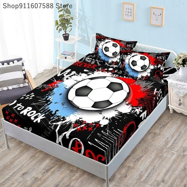 Football Sports Mattress Protector Soccer Bedding Elastic Fitted Sheet Kids Bed Cover Twin Full Queen King Size