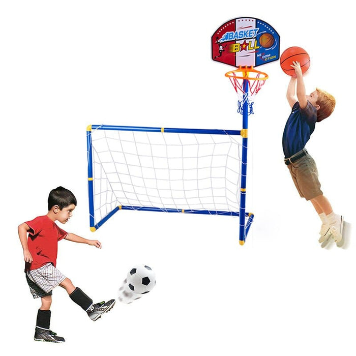 2 In 1 Soccer Goal Pool With Basketball Hoop Set For KidsOutdoor Sports Basketball Stand Soccer Goal