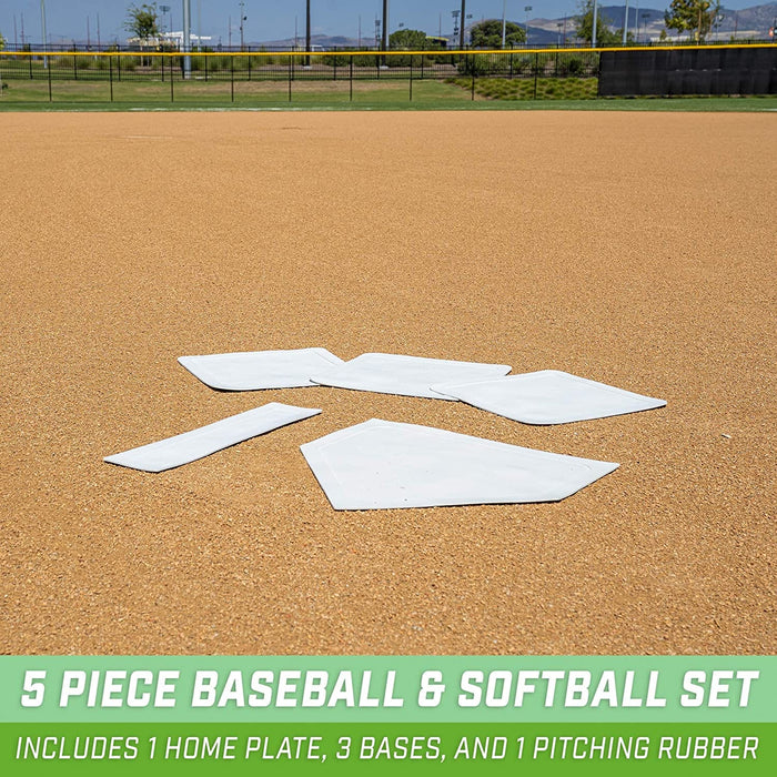 Baseball &amp; Softball 5 Piece Base Set Rubber Field Bases For Kids &amp; Adults Practice Team Game Kickball Backyard And School