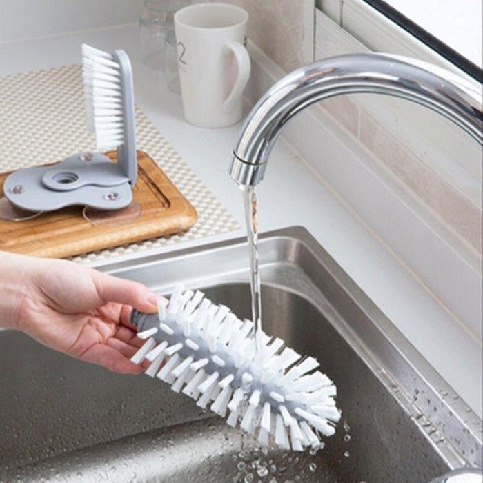 Glass Cleaner Bottles Stand Base Brush Cup Sink Drinking Water Scrubber Mug Wine Suction Self Kitchen Bottle Cleaner Brush