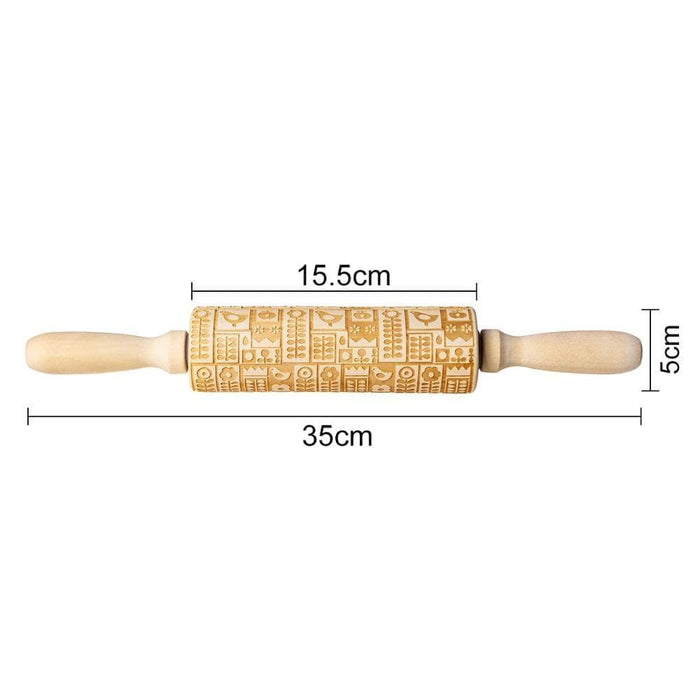 Wooden Embossing Rolling Pin