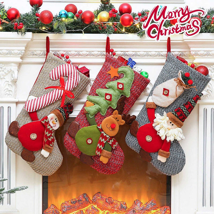 40# Christmas Socks Decoration Santa Claus Socks Candy Socks Gift Christmas Tree Pendant Navidad Happy New Year 2021 Kerst