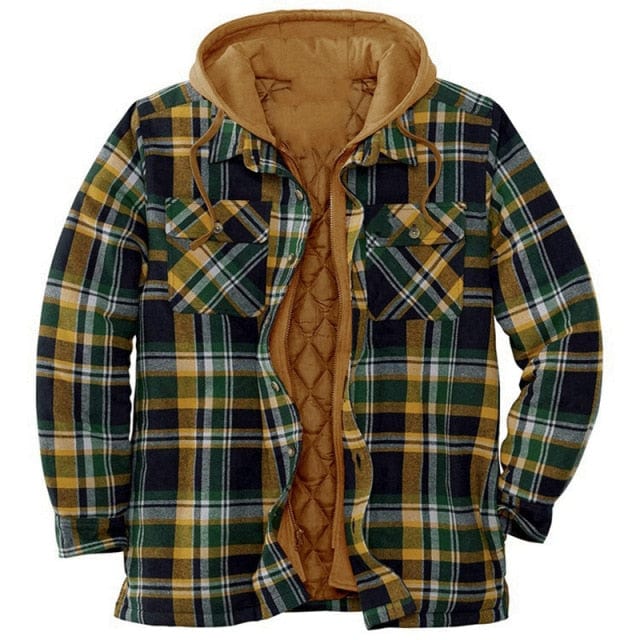 Plaid Long-sleeved Hooded Jacket