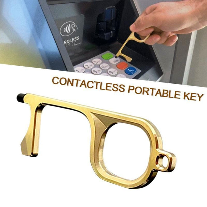 1PC Portable Press Elevator Tool Hygiene Hand No Touch Alloy EDC Door Opener Door Handle Key Metal Portable Door Opener Hot Sale
