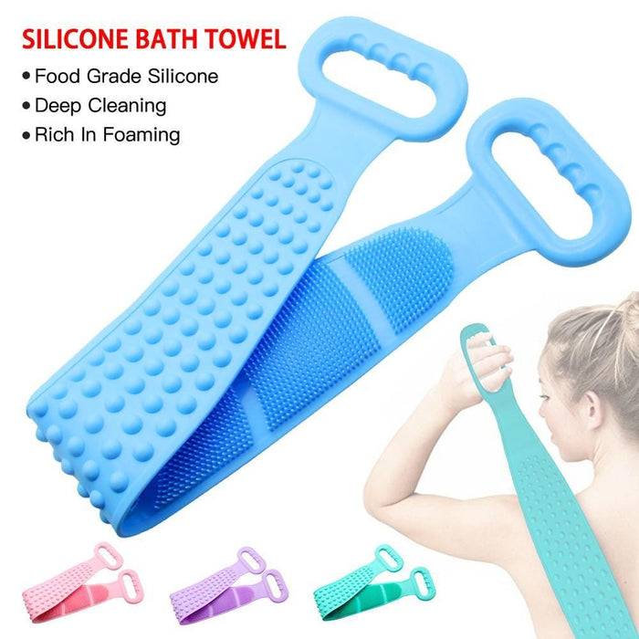 Bath Shower Silicone Body Brush Bath Belt Exfoliating Back Brush Belt Wash Clean 28'' Bath Scrub Belt