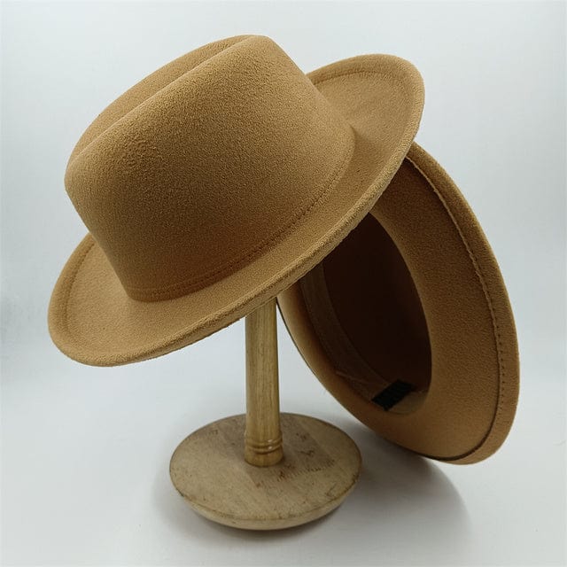Men&#39;s Curled Brim Fedora Hat Autumn Winter Jazz Cap Felt Hat Fashion Bump Top Two-tone Feather Fedora Hat Women&#39;s Monochrome hat