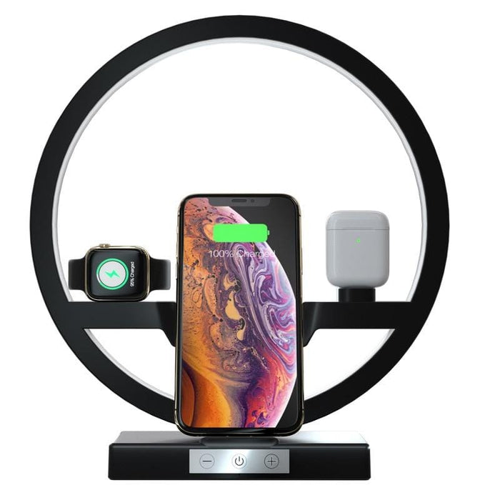 3 IN 1 QI Fast Wireless Charger Dock for iPhone 11 Pro Max for Apple Watch iWatch 1 2 3 4 5 Airpods Charger Holder LED Lamp 2019
