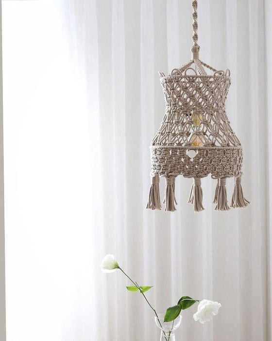 Hand-woven Lampshade Chandelier Moroccan Bedroom Decorative Lamp Tapestry Wall Hanging  Macrame  Boho Decor Home