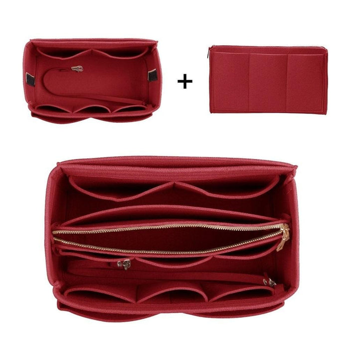 Make up Organizer Insert Bag For Handbag, Felt Bag with zipper, Travel Inner Purse, Fit Cosmetic Bags Fit Various Brand Handbags