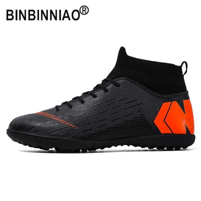 BINBINNIAO Men Boys Turf Soccer Shoes Original White Black Football Boots Kids Cleats Sport Sneakers chuteiras de futebol