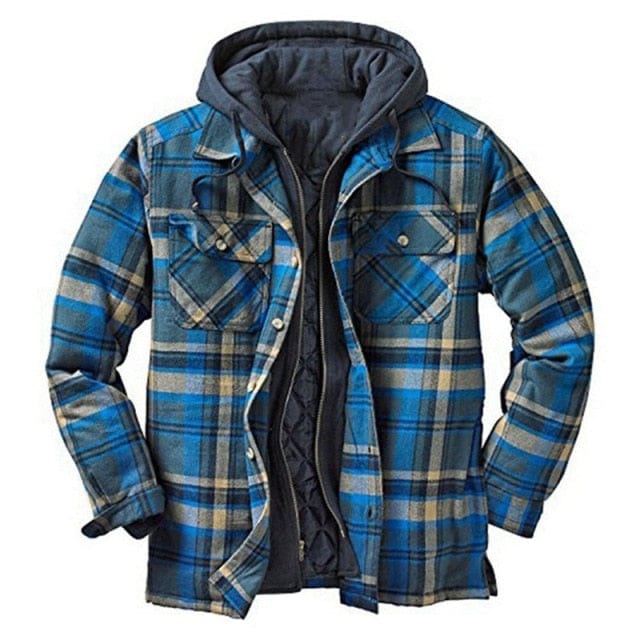 Plaid Long-sleeved Hooded Jacket