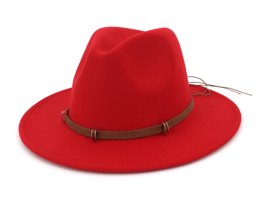 Fashion Wide Flat Brim wool felt Fedoras hats with Ribbon Band jazz trilby formal top hat panama cap Floppy Hat for men women